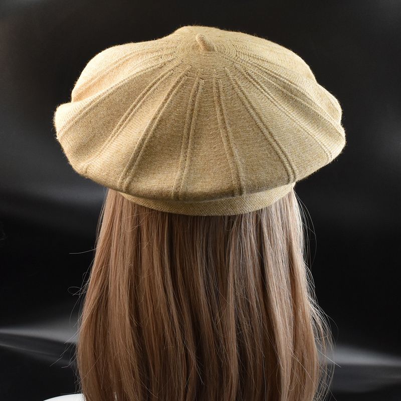 Unisex Hat knitted striped painter hat Beret Lady little Freshbud hat_voghion.com