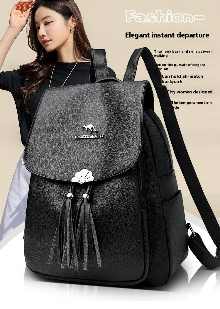 Borsa a marsupio 2024 Zaino con nappa in tinta unita di nuova moda casual versatile e semplice_voghion.com