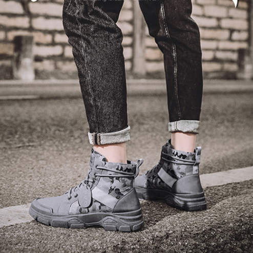 Camouflage Men's Boots For All Seasons, Boys' Trendy Boots, Casual Work Shoes, Mid Cut Martin Boots, Retro Desert Boots_voghion.com