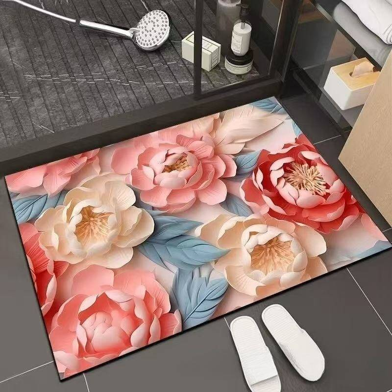 Licht Luxe Drie Dimensionale Bloemen Antislip Waterabsorberend Snel Drogend Diatomeeën Modder Vloermat Toilet Vuilafstotend Slijtvast_voghion.com