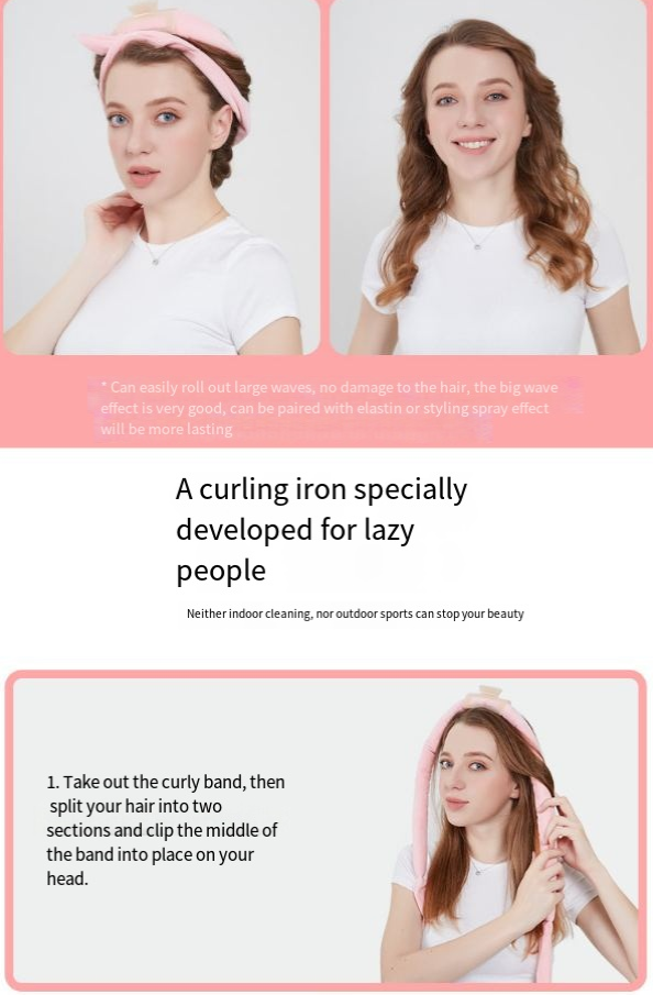 Bow Lazy Heatless Curling Iron Leopard Print Sleep Curling Artefact Big Wave Silkki Puuvilla Curling Iron_voghion.com