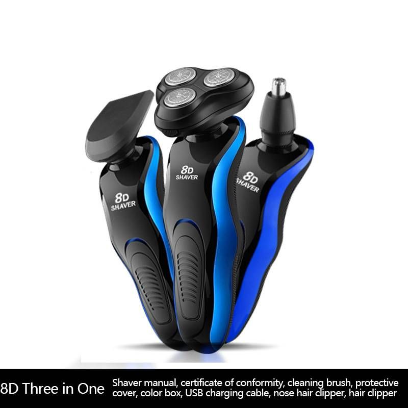 Shaver Male 8D Three-in-one Electric Razor Men Face Shaver Beard USB Full-body Wash Beard Knife Rechargeable Razor Trimmer_voghion.com