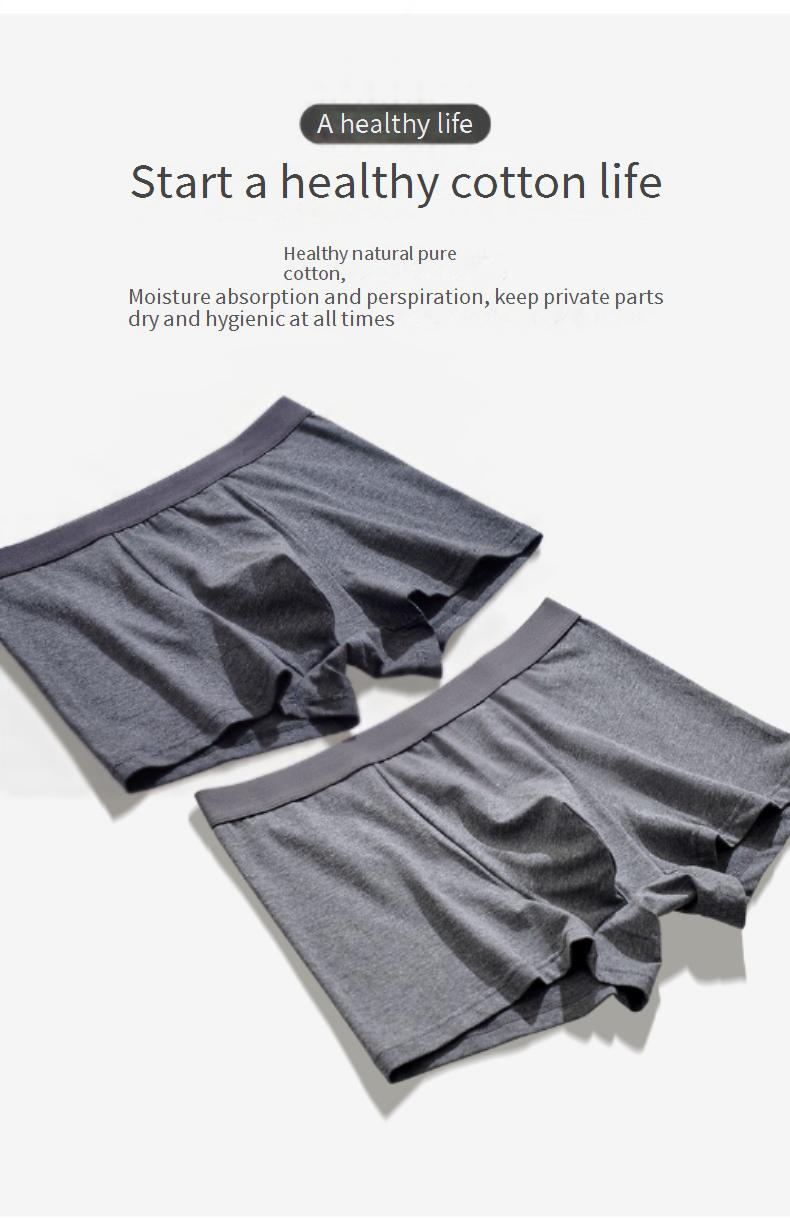Sous-vêtements pour hommes en coton à fibres longues, sous-vêtements classiques pour hommes, caleçons boxeurs respirants antibactériens taille moyenne en pur coton_voghion.com