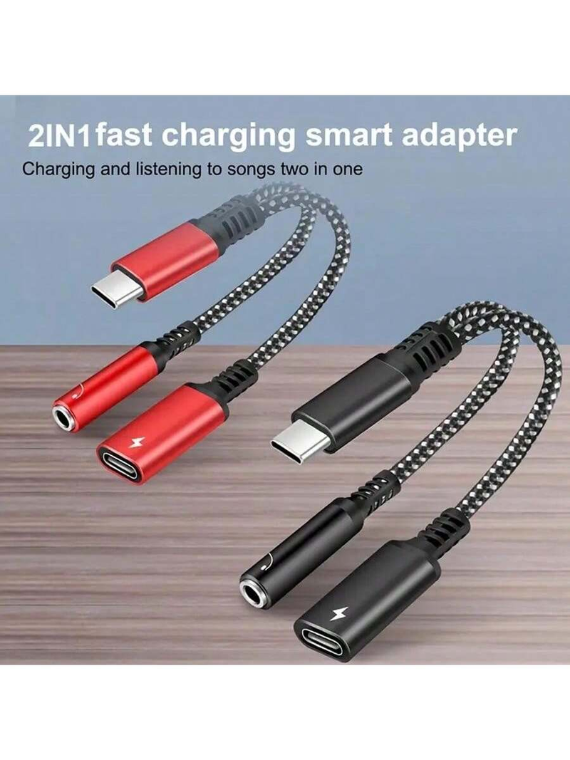 2 In 1 PD60W Type C To 3.5 Female Earphone Amplifier Headphone Audio Convertor Digital USB C Adapter To USB C 3.5mm Jack Audio Cable Earphone Cable_voghion.com