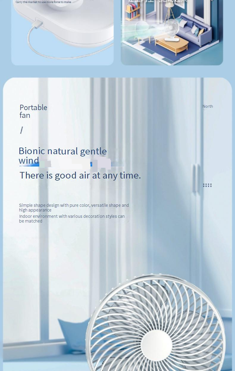 Rechargeable USB Desk Fan With Auto Oscillation - Quiet Mini Fan For Office & Dormitory_voghion.com