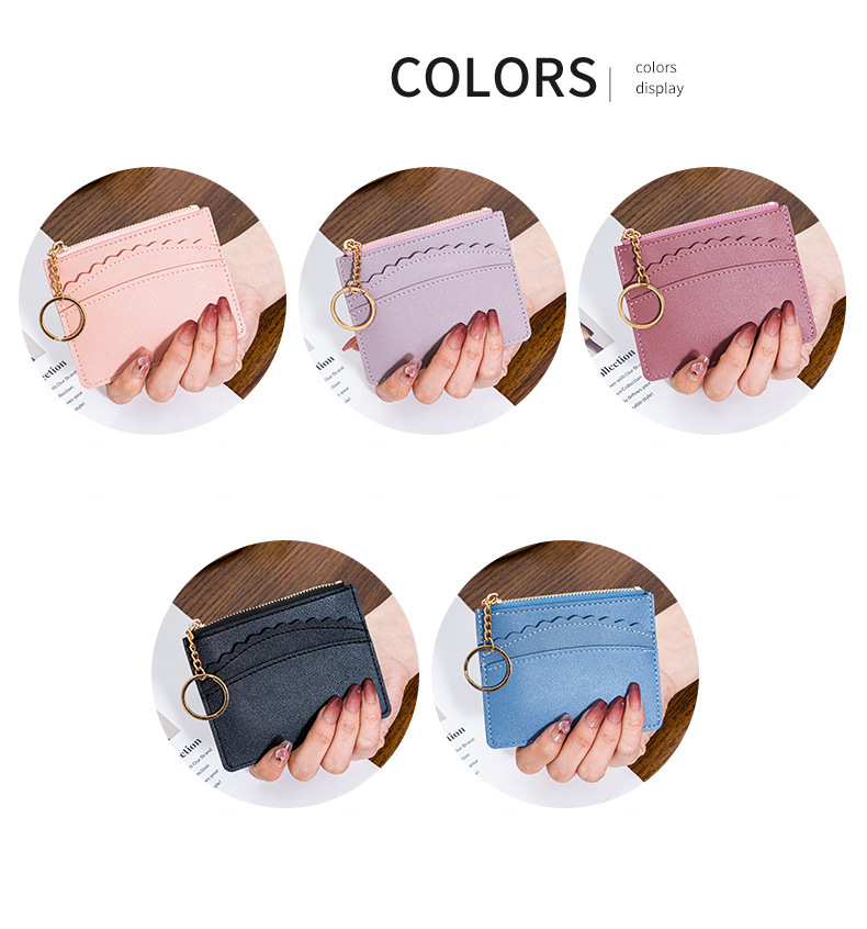 Kartenetuis für Damen, Kartentasche mit mehreren Kartenfächern, leicht zu tragen, einfarbige Spitze, frisches Münzgeldbörse für Studentenbusse_voghion.com