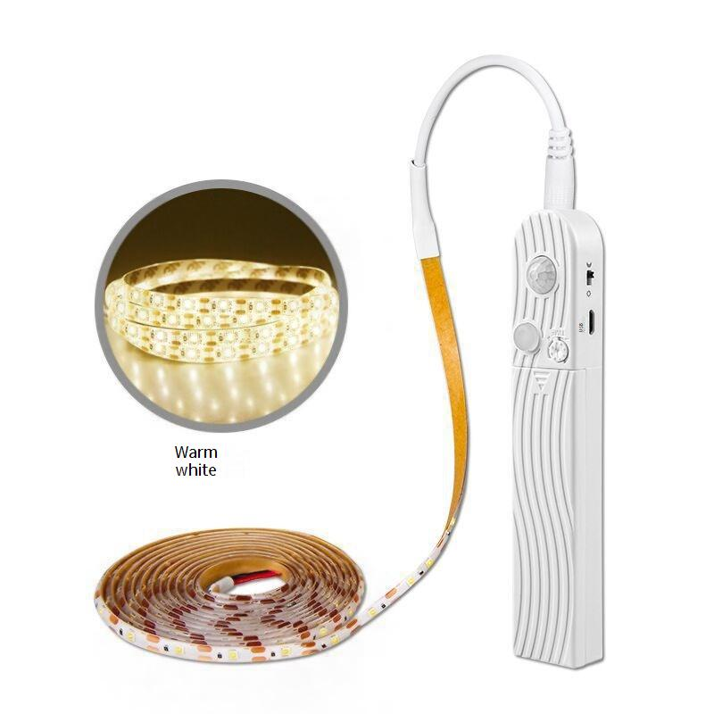 Smart Motion Sensor LED Cabinet Light Strip - 5V Battery-Powered, No Wiring Needed, Warm White, Ideal For Wardrobe & Kitchen_voghion.com