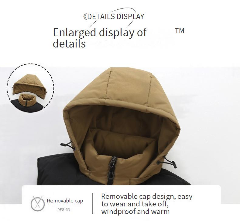 Chaleco con capucha desmontable para hombre: impermeable, multibolsillos y acolchado para exteriores (L-XXXXL, poliéster de secado rápido, unisex, estilo urbano)_voghion.com