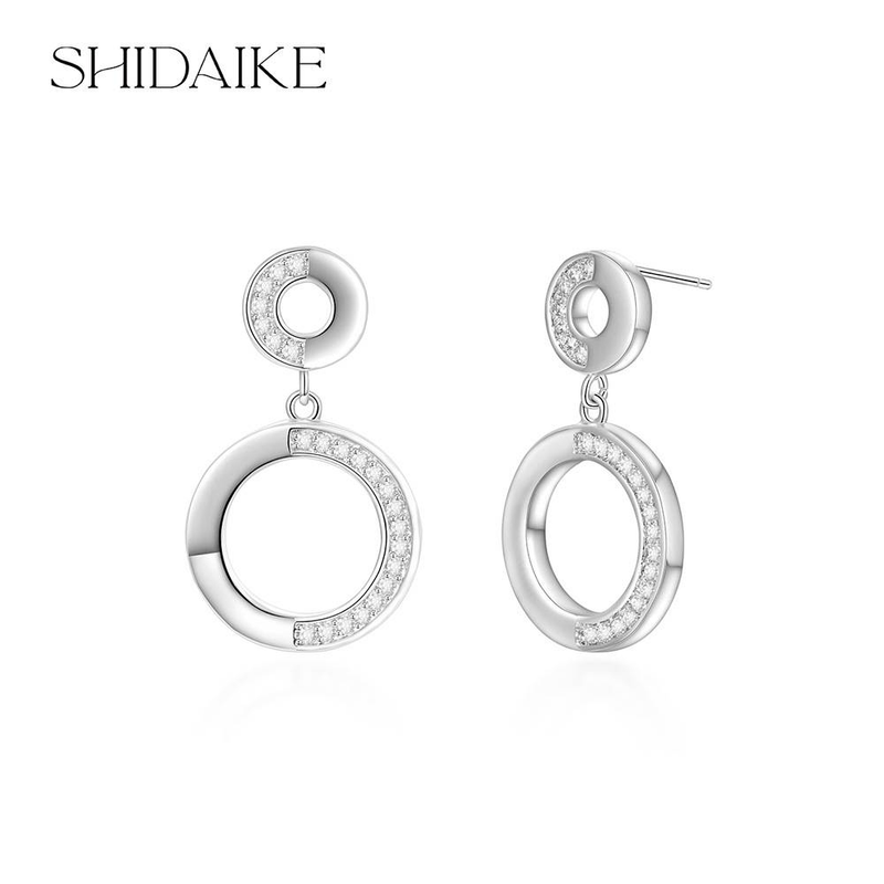 Women's Jewelry Elegant Round Stud Earrings With Zircon Stones, Vintage Style Hypoallergenic S925 Silver Plated Post High End Round Zircon Earrings_voghion.com