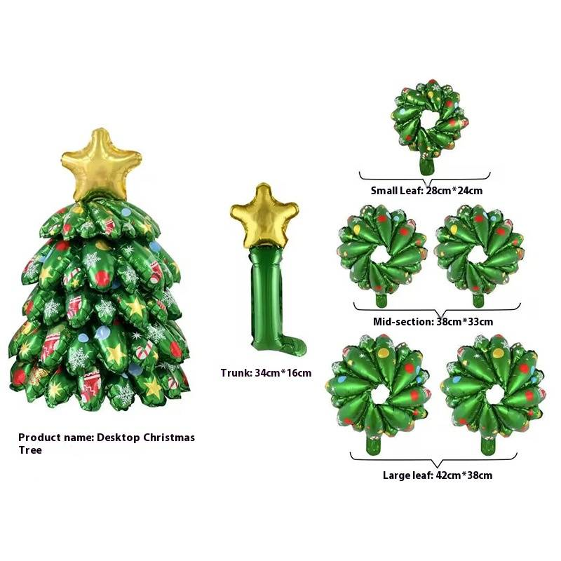 Ensemble de ballons en aluminium pour sapin de Noël – Décoration festive 3D pour anniversaires, fêtes et occasions spéciales (multi-styles, rouge/vert/blanc)_voghion.com
