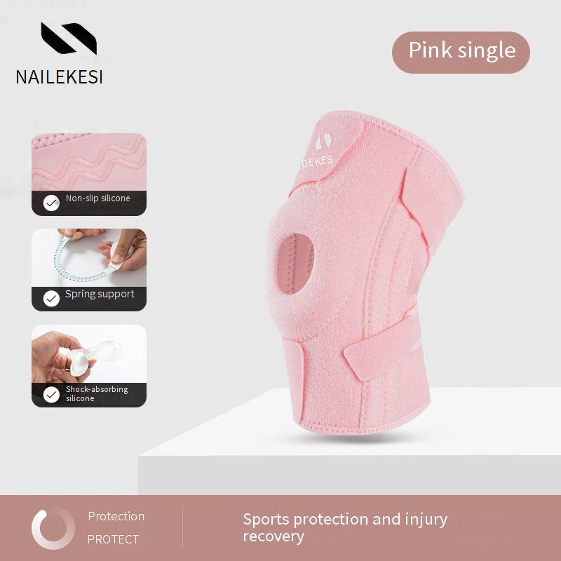 Tutore leggero per ginocchio da uomo e da donna - Compressione a 4 griffe + assorbimento degli urti in silicone per escursionismo, corsa, scale - Supporto a molla_voghion.com