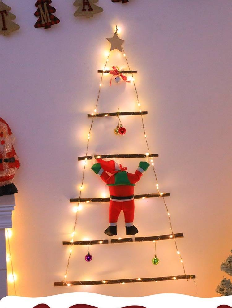 Luces decorativas navideñas LED 60/70 con control remoto: diseños de árbol, escalera, piña, Papá Noel y lazo._voghion.com