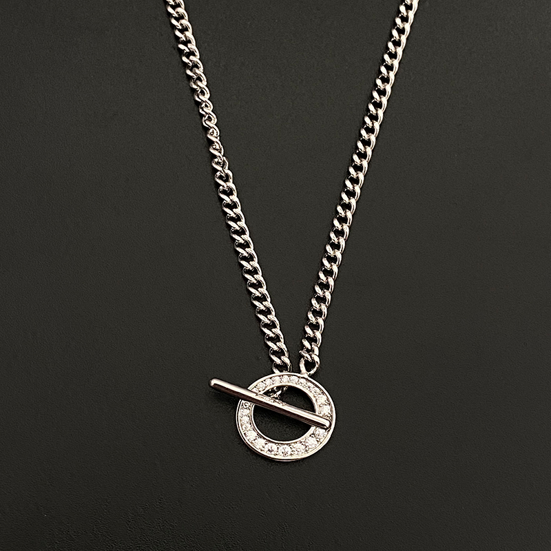 Gorgeous Toggle - Clasp Circular Pendant Necklaces With Sparkling Gemstones, Available In Multiple Color Options For Effortless Elegance_voghion.com