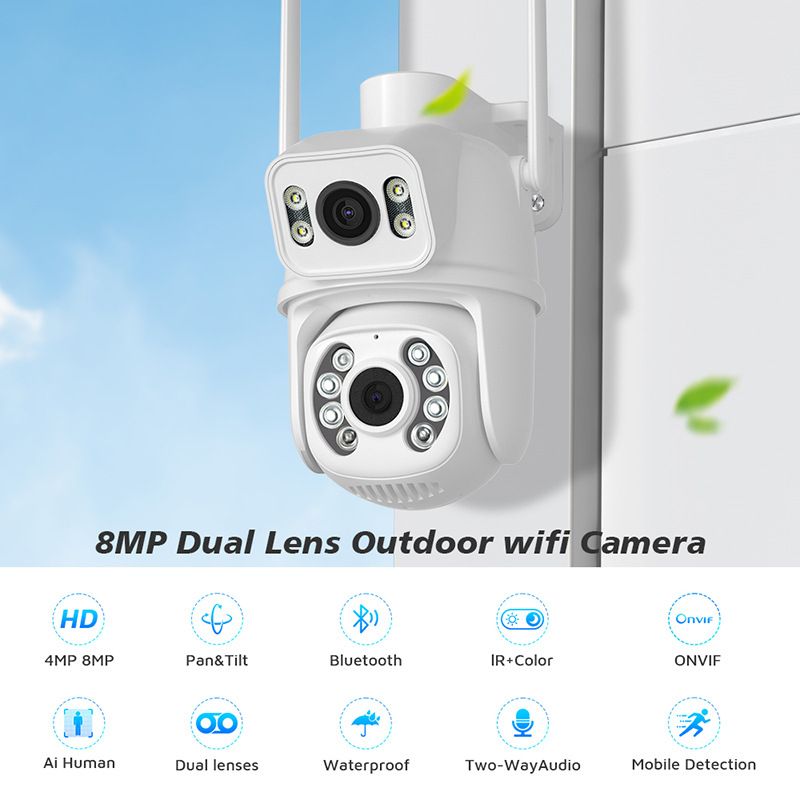 icsee 6MP Dual-Lens PTZ Security Camera With Dual-View & Full-Color Night Vision, WiFi Wireless Surveillance System For Indoor/Outdoor Use_voghion.com