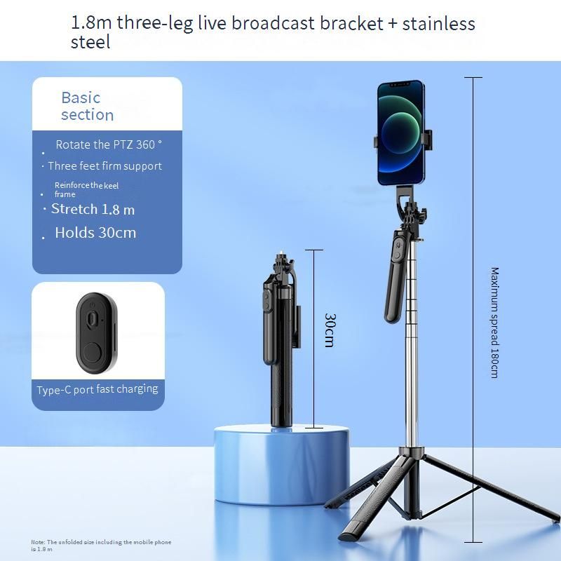 Treppiede gimbal per smartphone a 4 assi con Bluetooth, anti-vibrazione, selfie stick estensibile e luce di bellezza per streaming live e vlogging_voghion.com
