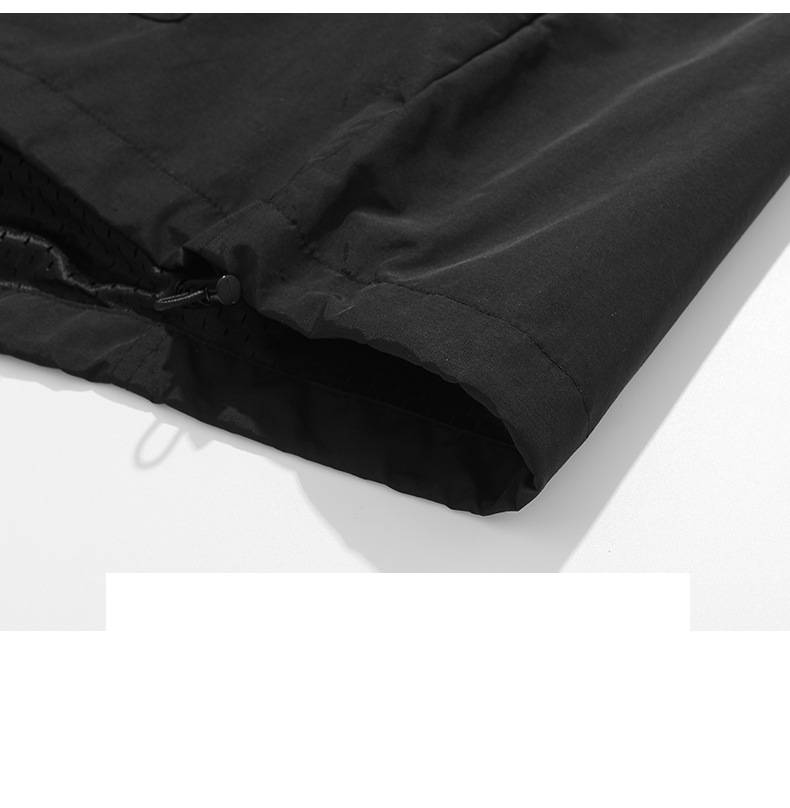 Giacca leggera da uomo con mezza cerniera e cappuccio, da esterno, con mezza cerniera e cappuccio - Giacca antivento traspirante da lavoro per esterni, per primavera e autunno_voghion.com