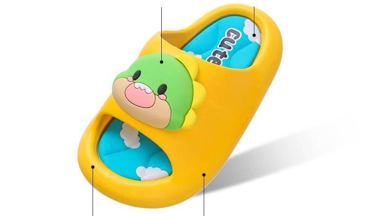 Kids' Cartoon Slippers – Non-Slip Indoor/Outdoor Sandals For Boys & Girls (Yellow/Sky Blue/White, EU 24-39)_voghion.com