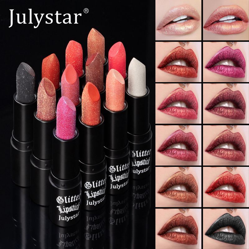 12-color Sparkling Starry Sky Diamond Lipstick, Finely Engraved Sparkling And Lustrous Lip Balm_voghion.com