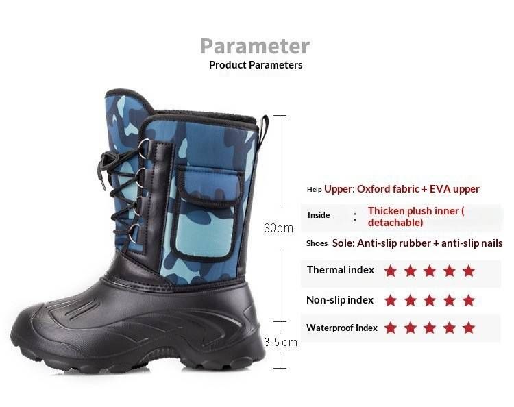 Stivali da neve invernali da uomo – Scarpe da pesca impermeabili in EVA con fodera in pile e suola antiscivolo (nero/blu/verde, calzano piccole)_voghion.com