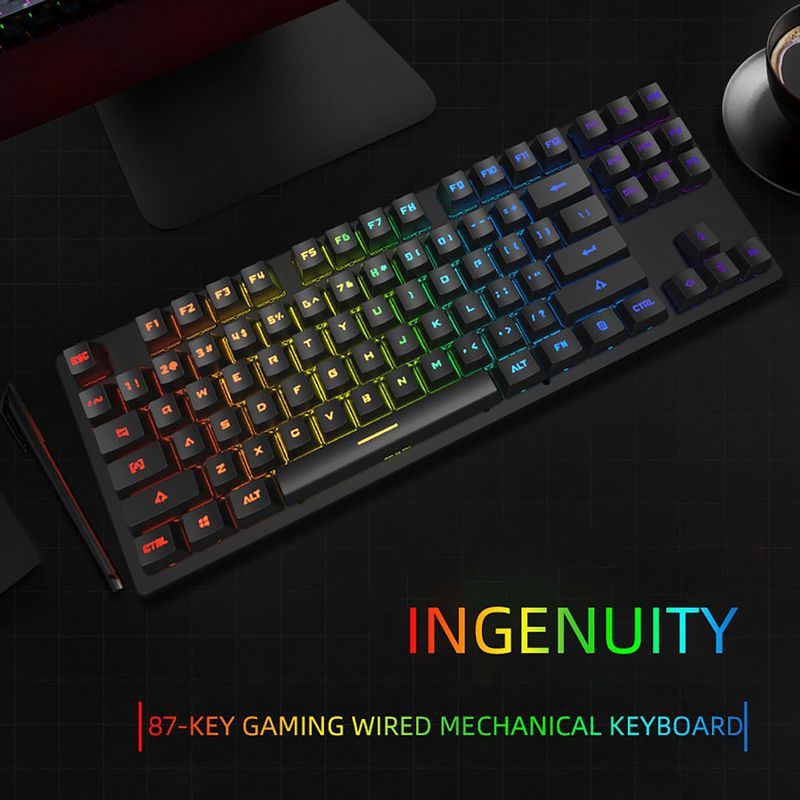 Farfi K550 Tastiera meccanica da gioco USB ergonomica non ritardata cablata con 87 tasti per ufficio_voghion.com