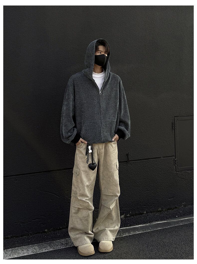 Cleanfit Zip-Up Hoodie voor heren – Vintage-geïnspireerd oversized sweatshirtjack voor casual streetwear_voghion.com