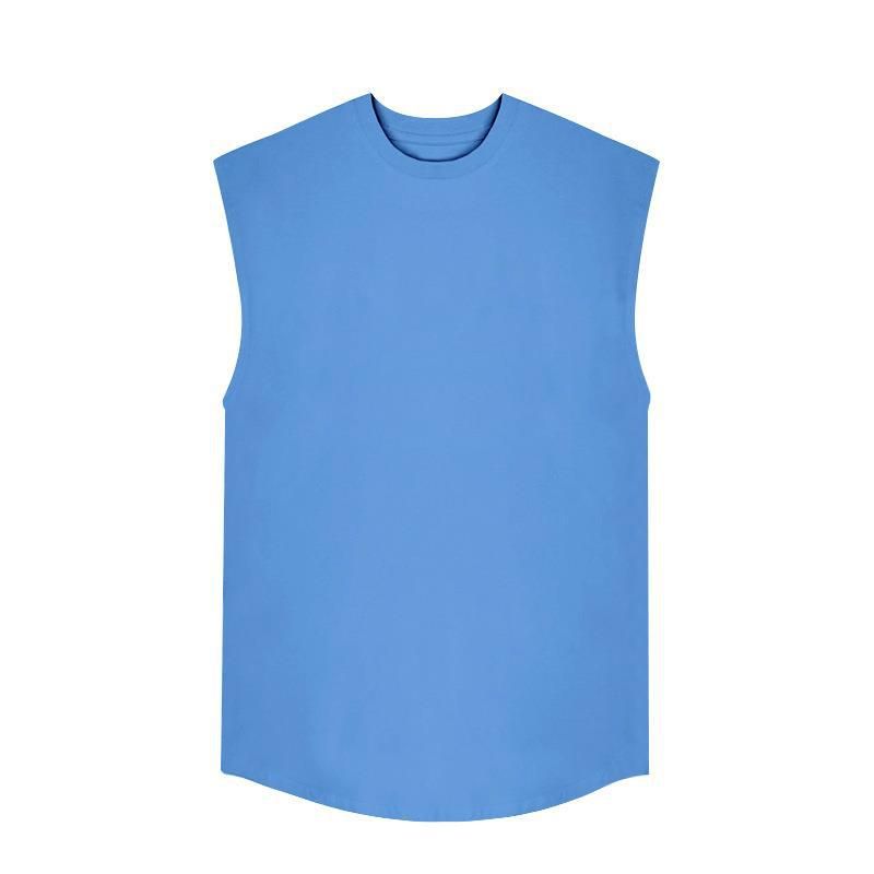 „Ärmelloses Herren-T-Shirt für den Sommer, Rundhalsausschnitt, lockere Passform, lässiges Oberteil für Fitnessstudio und Streetwear (Weiß, Schwarz, Marineblau, Armeegrün, Grau)“_voghion.com
