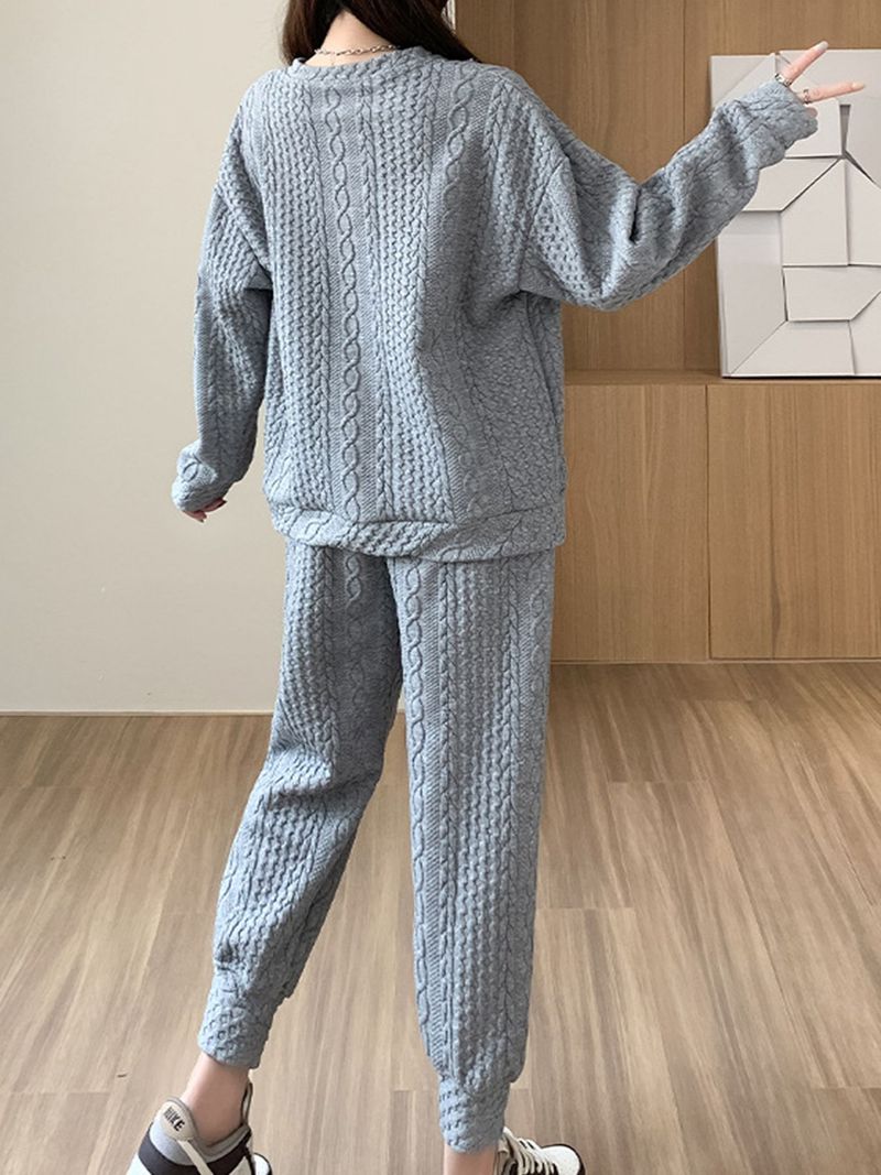 Abbigliamento da donna, maglione girocollo con tasca e maniche lunghe in jacquard_voghion.com