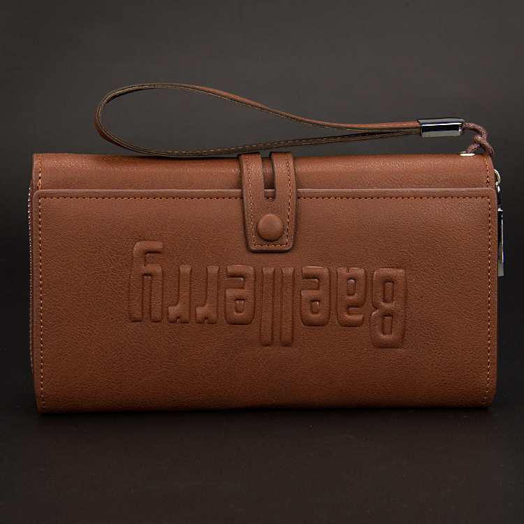 Baellerry Men's Clutch Bag Retro Solid Color Large Capacity Letters Clutch Bag Anti-theft Zipper Handbag_voghion.com
