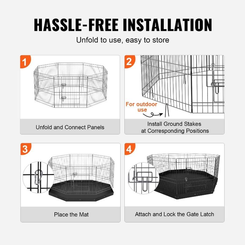Exercise Foldable Pad Bm Crate Dog Fence Indoor With O Stakes 8 Pet Panels 24 Metal Playpen Pen H With Ground Dog Kennel Puppy_voghion.com