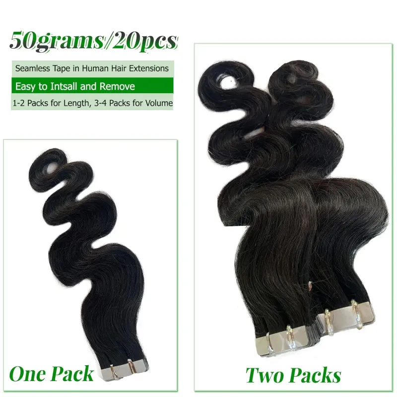 Extensii de păr ondulate, 50g, 20 buc, păr uman 100% natural, culoare naturală, adeziv, 26 inch, pentru femei de culoare_voghion.com