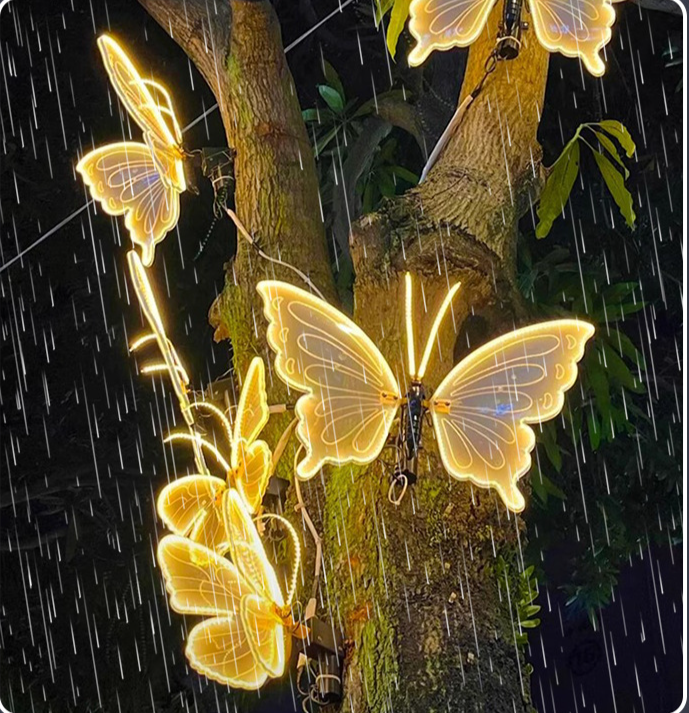 Outdoor Waterproof Luminous Dynamic Landscape Automatic Spreading Wings Electric Simulation Butterfly Garden Insect Lamp_voghion.com