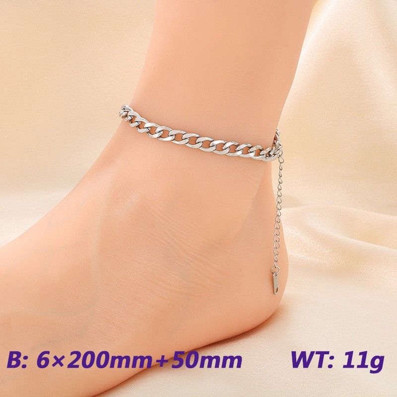 Cavigliera da donna con catena cubana semplice ed elegante, in acciaio inossidabile NK, alla moda e unica_voghion.com