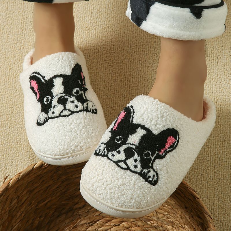 Pantofole da donna in peluche antiscivolo in cotone con motivo a cartoni animati, autunno/inverno 2025, nuove, versatili e alla moda_voghion.com