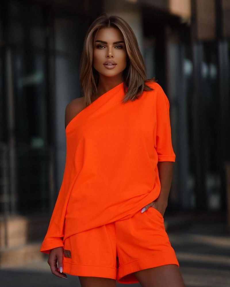 Women's Fashion Trendy Sweatshirt And Pants Off-Shoulder Loose Two-Piece Set 2022 New Style_voghion.com