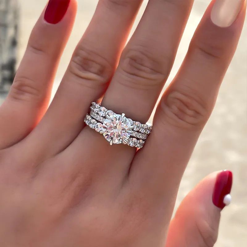 Cao Shi Fashion Trend - Tre set di anelli per fidanzamento e matrimonio, anello geometrico per proposta_voghion.com