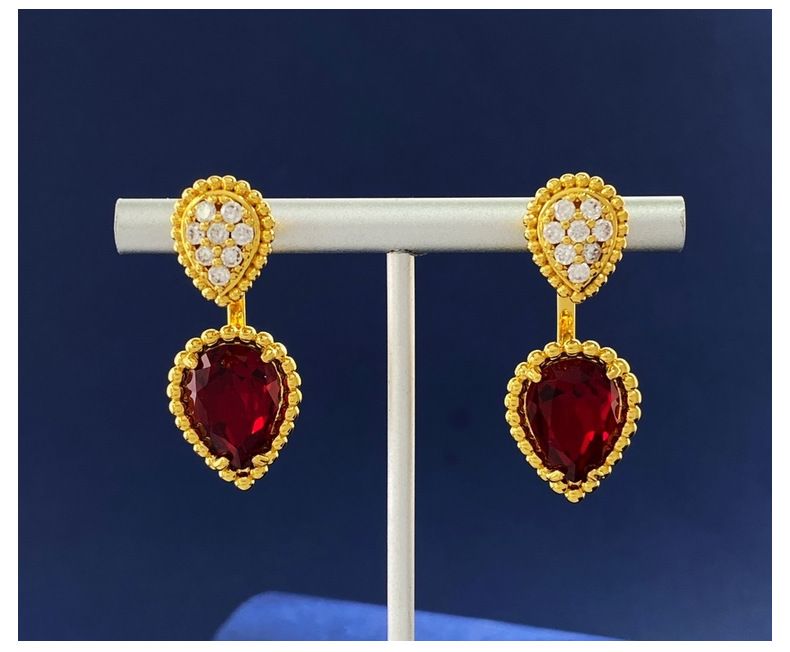 Contas de joias femininas cheias de água pingando após pendurar, conjunto de contas de cristal artificial multicolorido com garras e ganchos de orelha com tipo gota d'água_voghion.com