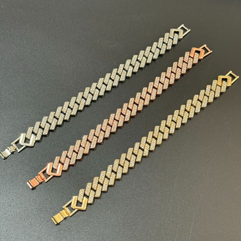 Braccialetto Hip-Hop con catena spessa in lega cubana con strass esagerati, accessorio unisex_voghion.com