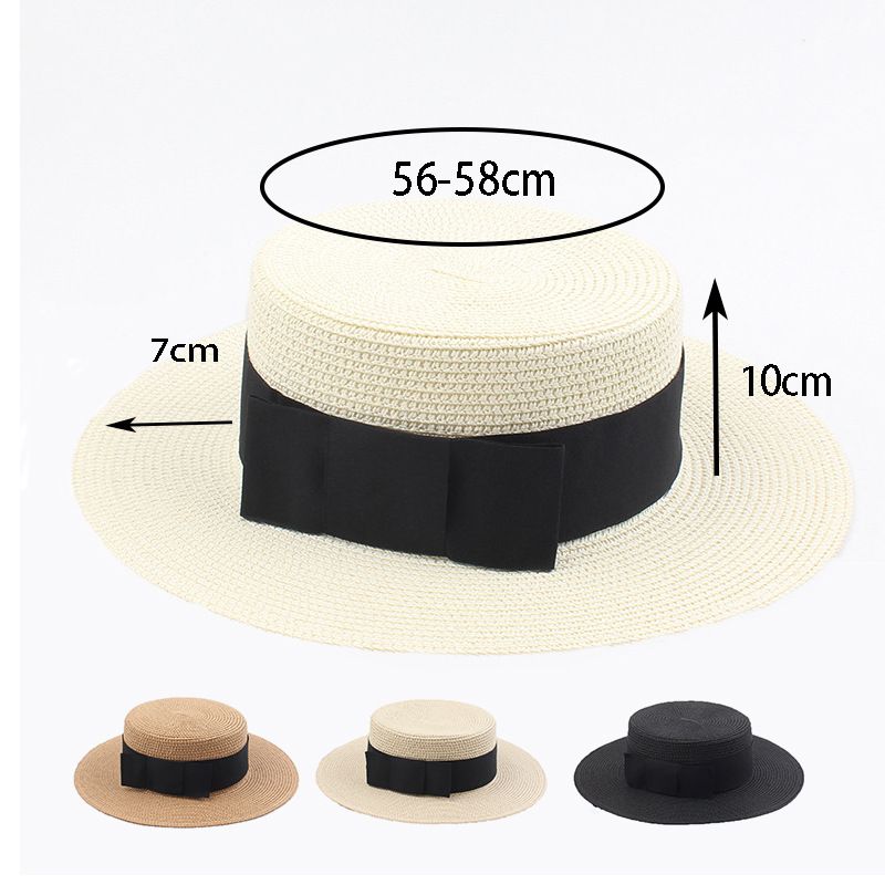 Star style Japanese straw hat for women summer retro flat top small fresh hat sun protection beach hat_voghion.com