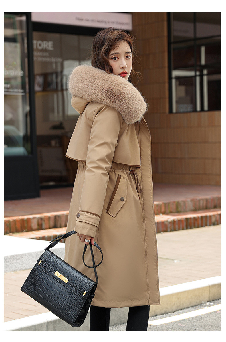 Damenbekleidung Baumwollgefütterte Jacke, extra lange Overknee-Pie-Jacke mit herausnehmbarem Futter, neue Winter-Großgrößen-Warmjacke Baumwollgefütterte Jacke_voghion.com