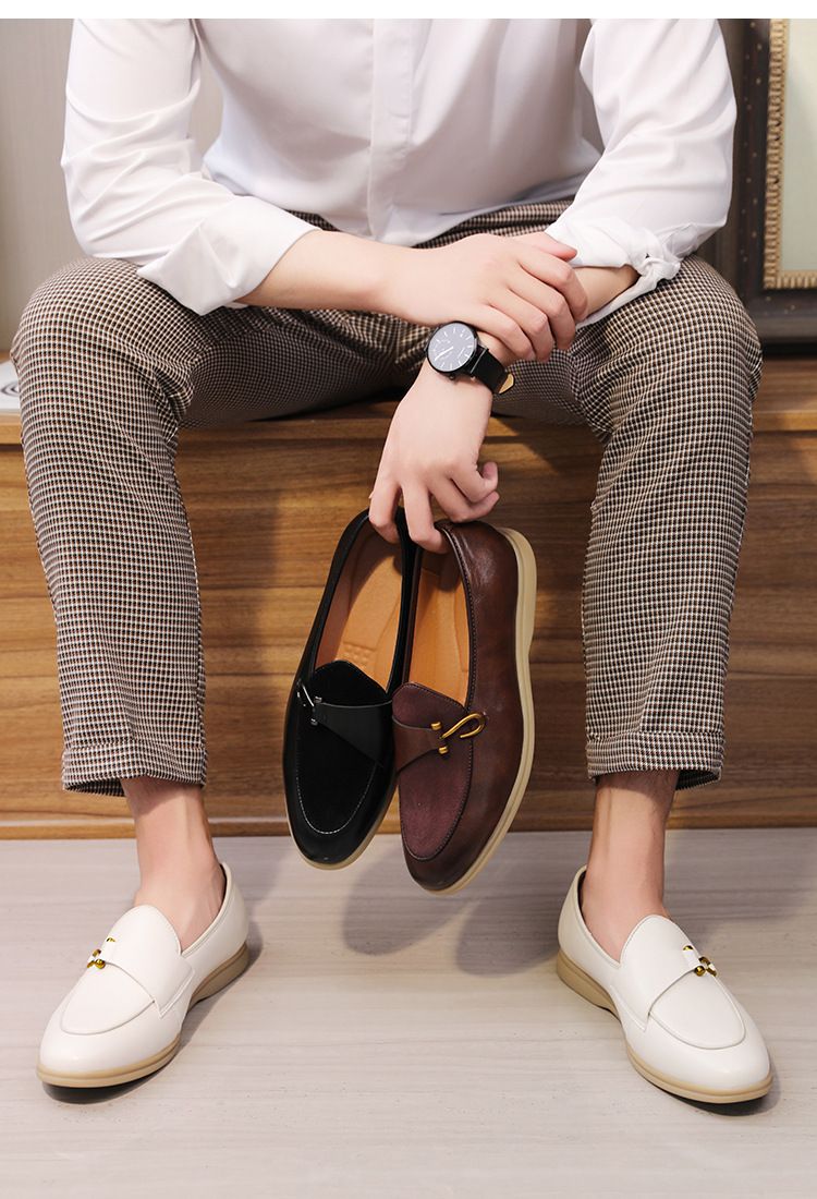 Mocassini tutto in uno per uomo scarpe in pelle a punta per uomo con scarpe a berretto_voghion.com