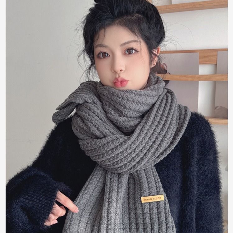 knitted Scarf Women's Winter Korean Version Of The Hundred With Red 2025 Cute Thickened Warm Couple Collar Warmth_voghion.com