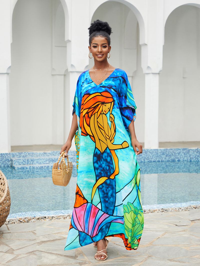 Boho Chic Cotton Beach Cover-Up – Loose Robe Style Swimsuit Outerwear For Vacation & Poolside Relaxation_voghion.com
