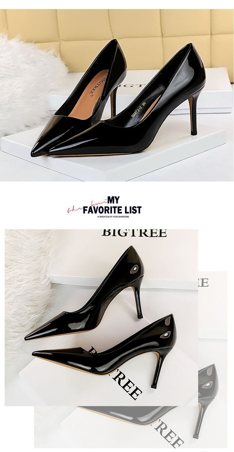 BIGTREE Shoes Glossy Patent Leather Women's Pumps Professional OL High Heels Stiletto Ladies Shoes Plus Size 43 All-match Heels_voghion.com