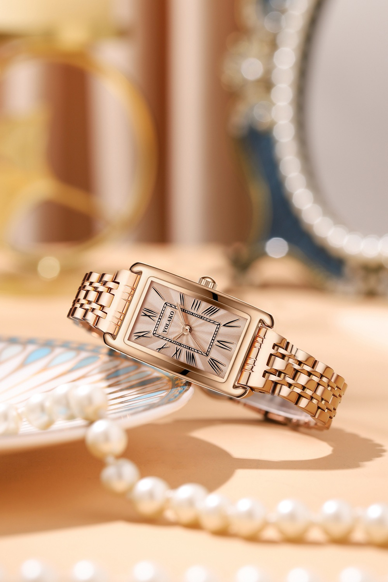 Mados tiesioginės transliacijos išpardavimas, plieninis dirželis, romėniško masto madingas laikrodis, kvadratinis moteriškas kvarcinis laikrodis_voghion.com