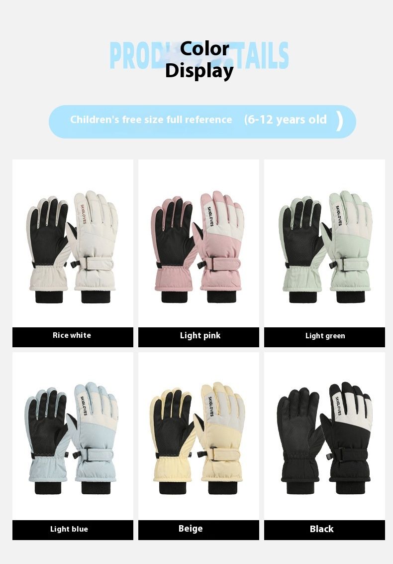 Guanti da sci caldi per bambini autunnali e invernali, invernali, da ciclismo, dita intere, anti-freddo, antiscivolo, per ragazzi e ragazze, touch screen_voghion.com