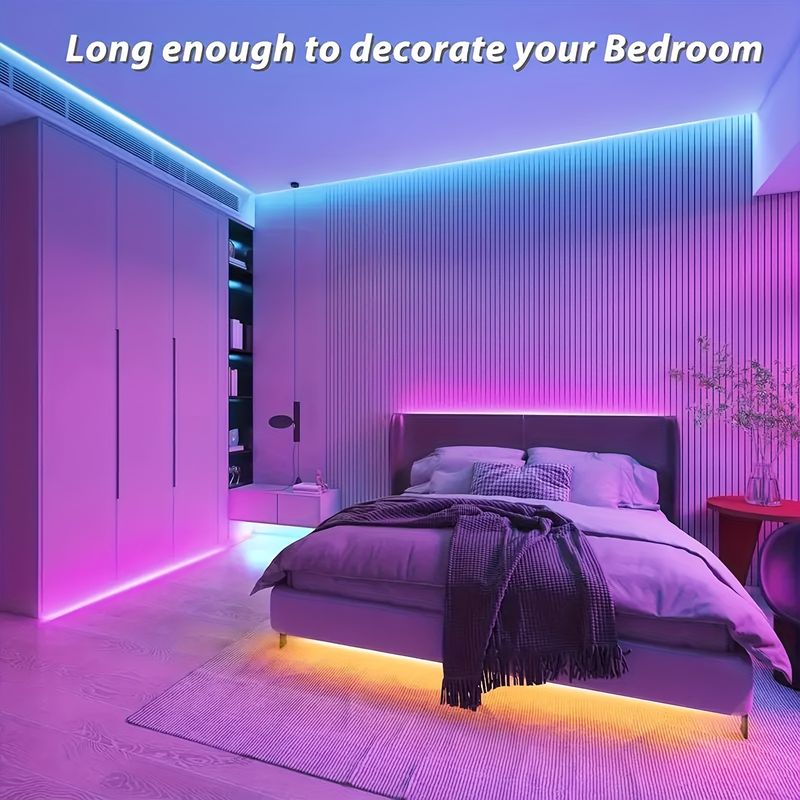 Tira de luces LED NBBUFF de 30 m que cambian de color para dormitorio, con control remoto y fuente de alimentación para decoración del hogar_voghion.com