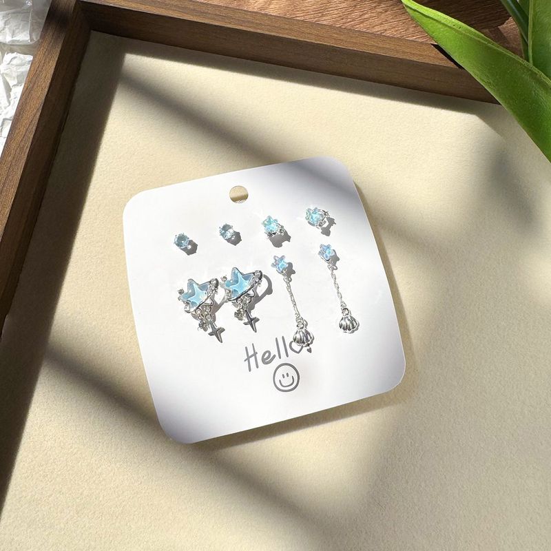 Ocean Star Super Immortal Explosive Clear Stars Premium Ohrstecker Design Temperament Vielseitige Ohrringe_voghion.com