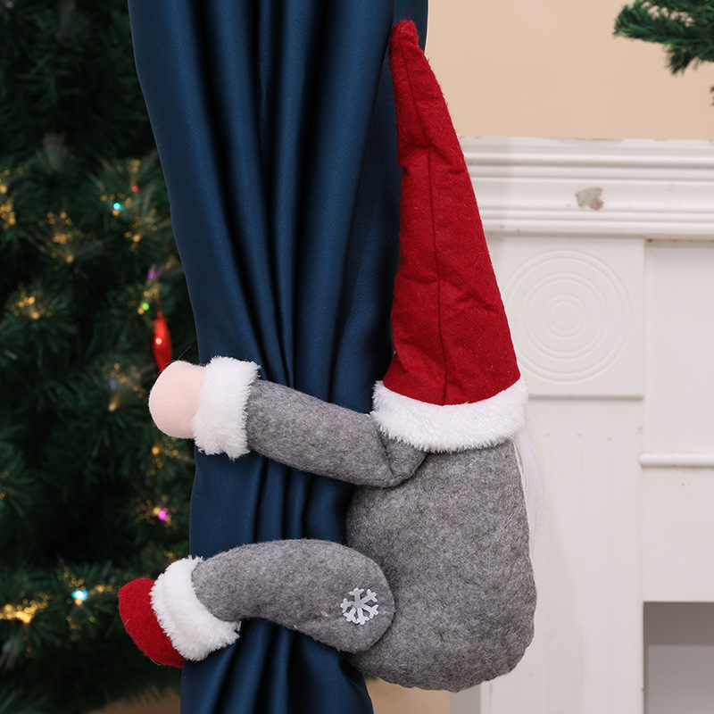 Neue Weihnachtsdekorationsprodukte, Schneeflockenhut, Wald, alter Mann, seitlicher Umarmungsvorhang, Knopf, Türbehang, Türvorhang, Vorhangbehang_voghion.com