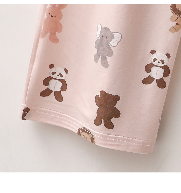 Vêtements pour femmes Printemps et été Modal Pyjamas Femmes Dessin animé Animal Manches Courtes Pantalon Mince Lâche Doux Confortable Ensemble de vêtements pour la Maison_voghion.com