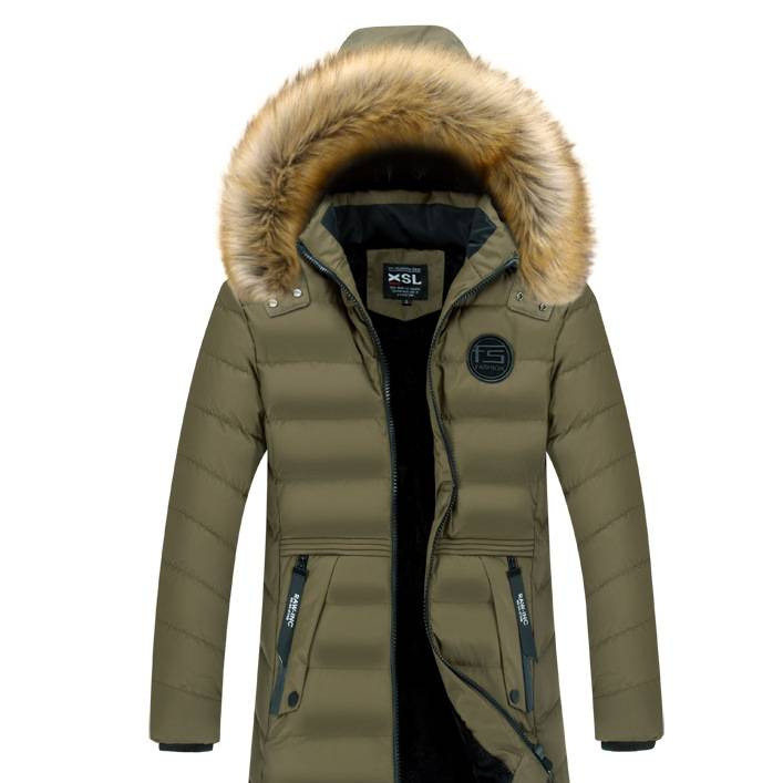 Herrenbekleidung Baumwollmantel Herren mittellanger Echtpelzmantel mit großem Pelzkragen Wintermantel im neuen Stil plus samtverdickter Baumwollmantel_voghion.com